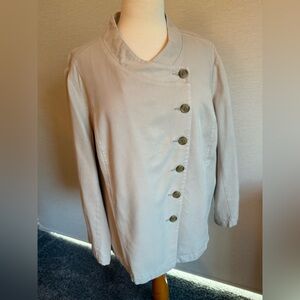 Women's Tan Twill Button-Up Jacket